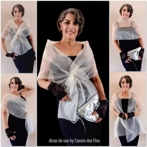 Echarpe Festa Casamento Madrinha Modelo Cristal Branca