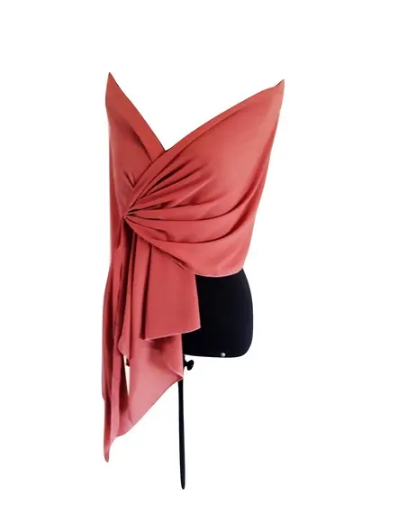 Echarpe Festa Rosa Telha Terracota Crepe de Seda Última