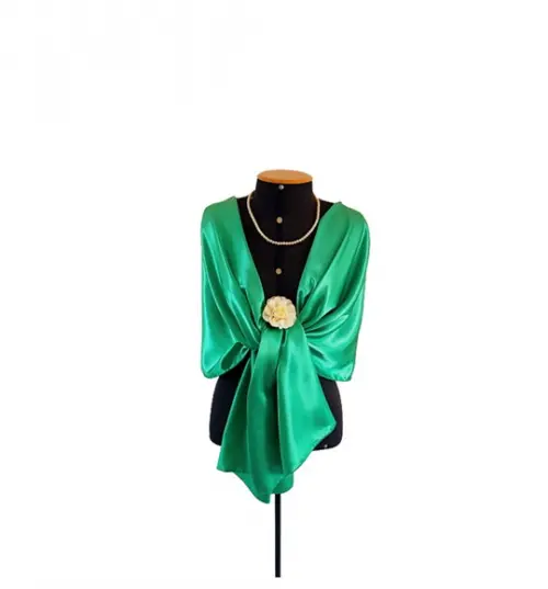 Echarpe Festa Verde Esmeralda Claro Extra Longa - Última