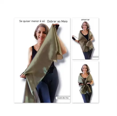 Echarpe Festa Verde Oliva Tamanho Gg G ao Plus Size