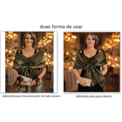 Echarpe Festa Verde Oliva Tamanho Gg G ao Plus Size