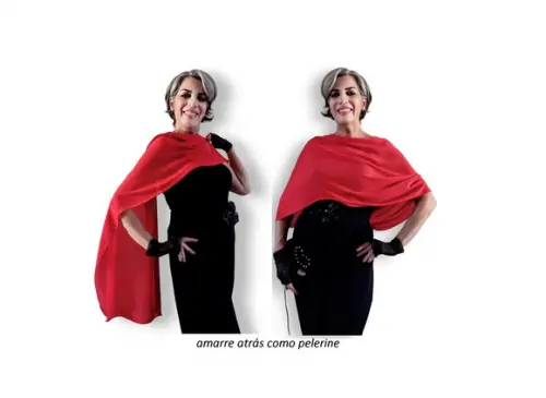 Echarpe Festa Vermelho Crepe de Seda Longa