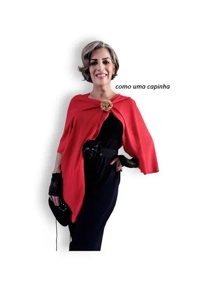 Echarpe Festa Vermelho Crepe de Seda Longa