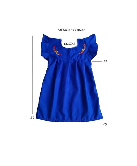 Vestido Infantil Bordado à Mão Mexicano 3 a 4 Anos