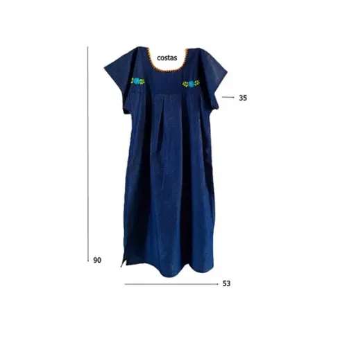 Vestido Jeans Bordado a Mão 8 a 10 Anos Mexicano