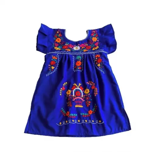 Vestido Infantil Bordado à Mão Mexicano 3 a 4 Anos