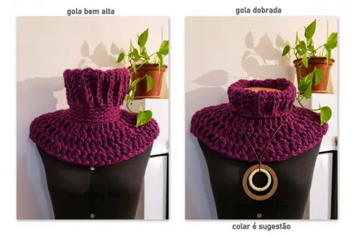 Cachecol Gola Crochê Ametista