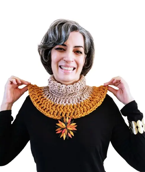 Cachecol Gola Crochê Lã Bicolor Pronta Entrega