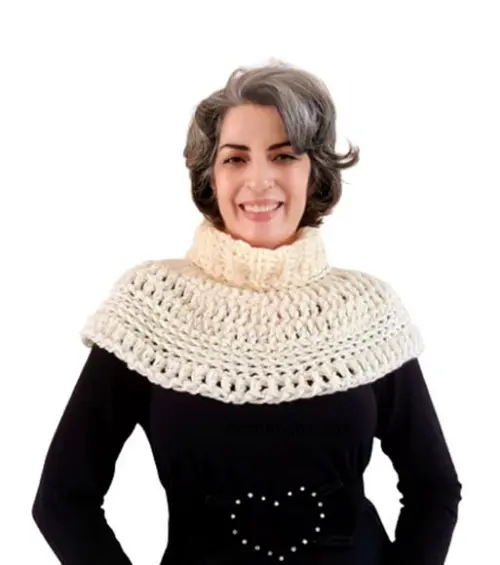 Gola de Crochê Estilo Pelerine Substitui o Cachecol