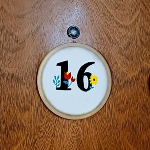 Número Porta do Apartamento Bordado em Bastidor Personalizado