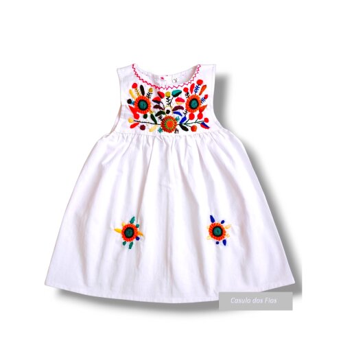 Vestido Mexicano Infantil Bordado bordado a mão