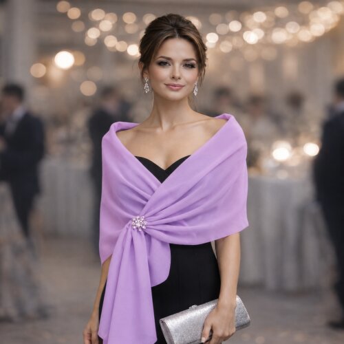 Echarpe Festa Musseline Chiffon Lilás