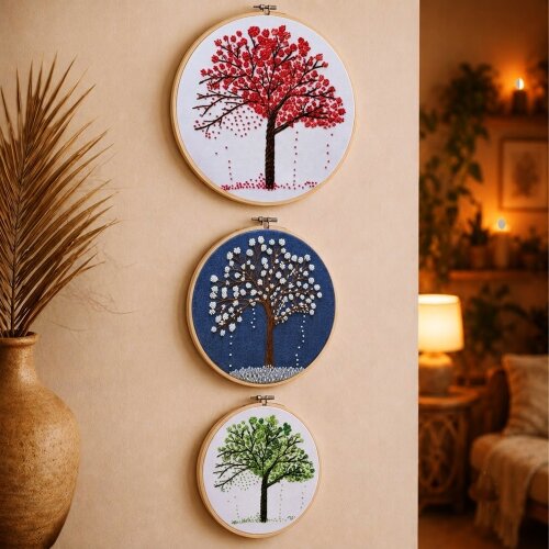 Decoração presente afetivo Quadro Ipê Cor a Escolher Bordado á mão em bastidor