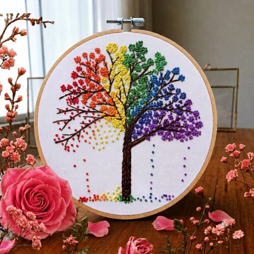Decoração presente afetivo Quadro Ipê Cor a Escolher Bordado ?
