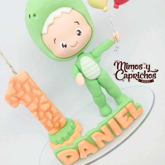 Topo personalizado Menino Dino 15 cm
