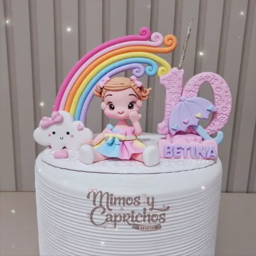 Topo de Bolo Mesversário Chuva de Amor