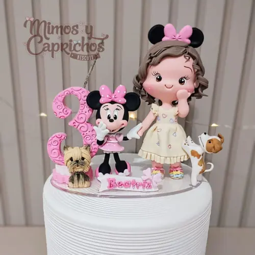 Topo Personalizado Menina Minnie Rosa