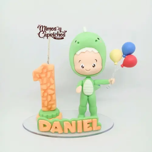 Topo personalizado Menino Dino 15 cm