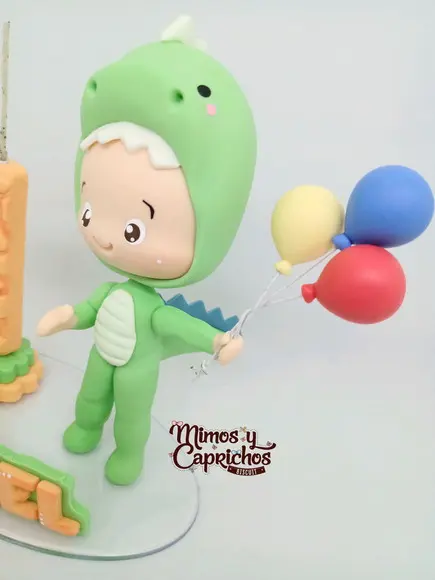 Topo personalizado Menino Dino 15 cm