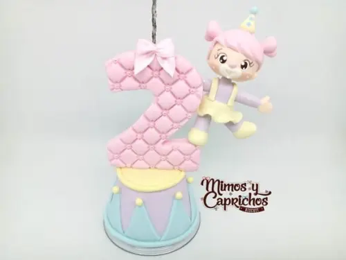 Vela Decorada Circo Rosa - Palhacinha