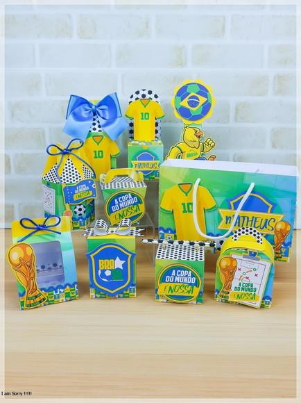 Kit Festa Pronta Brasil / Copa 30 Caixas Personalizadas