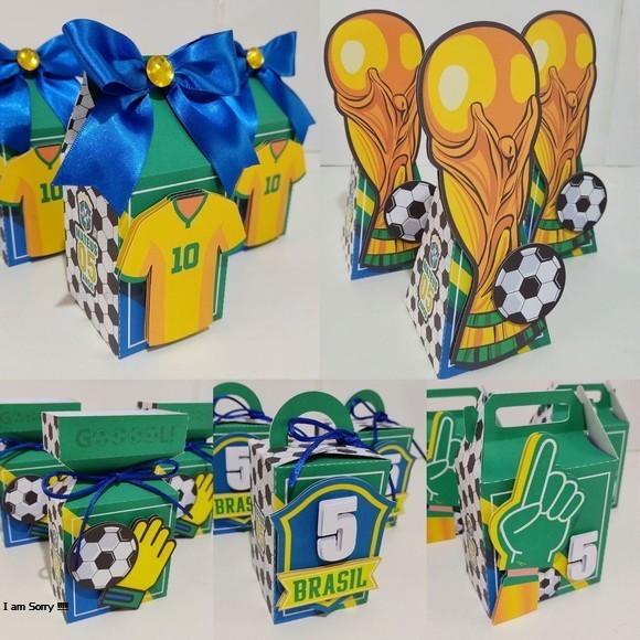 Kit Festa Pronta Brasil Copa 20 Caixas Personalizadas