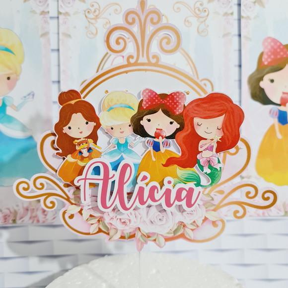 KIT FESTA PRONTA COM TOPO DE BOLOPRINCESAS DISNEY