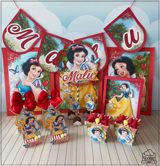 Kit Festa Só Um Bolinho Branca de Neve 40 Itens
