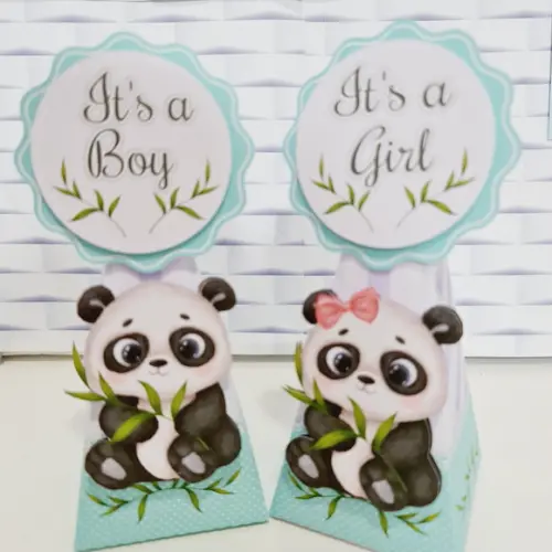 Kit 30 Lembrancinhas Personalizadas Chá Revelação Panda