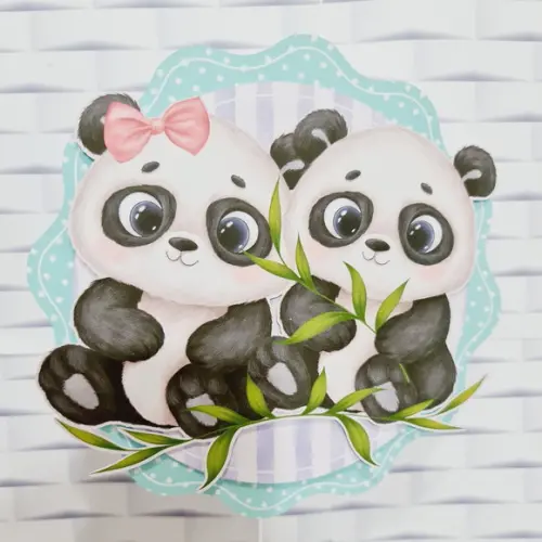 Kit 30 Lembrancinhas Personalizadas Chá Revelação Panda