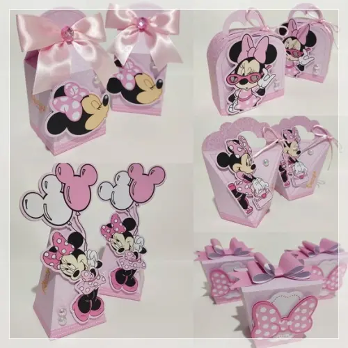 Kit 30 Lembrancinhas Personalizadas Minnie Rosa