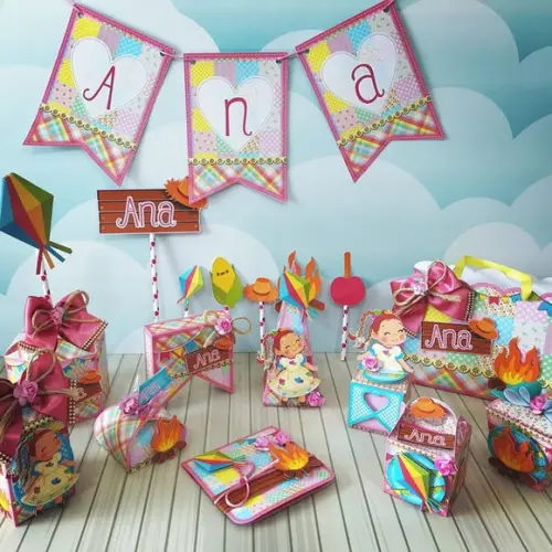 Kit 50 Lembrancinhas Personalizadas Festa Junina Menina