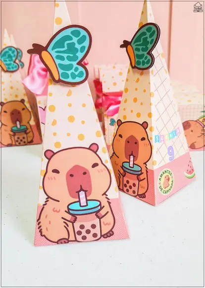 Kit Festa Capivara 40 Lembrancinhas Personalizadas com Laços