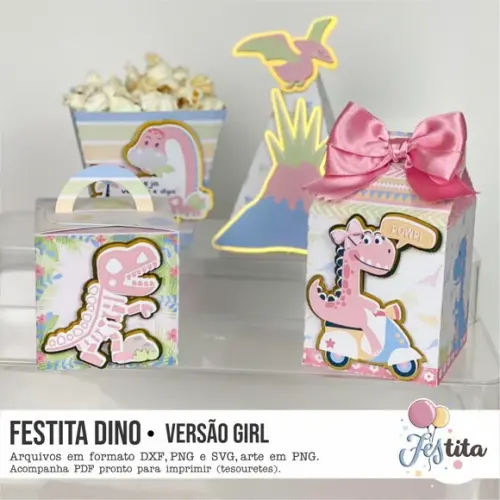 Kit Festa Pronta Dinossauro Menina