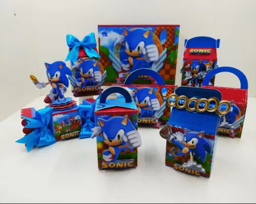 Kit Festa Pronta Papelaria e Acrílicos -sonic 80 Itens