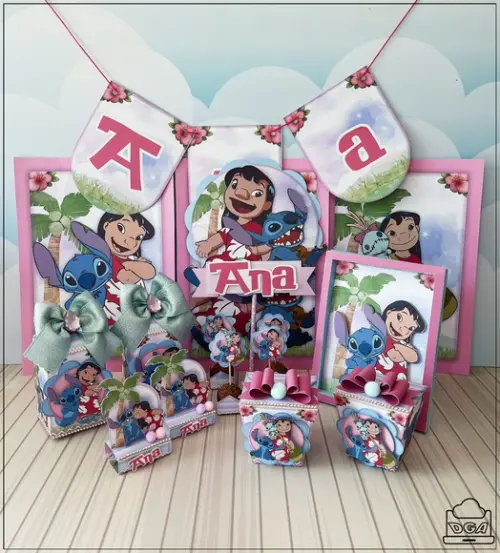 Kit Festa Só Um Bolinho Lilo e Stitch 40 Itens
