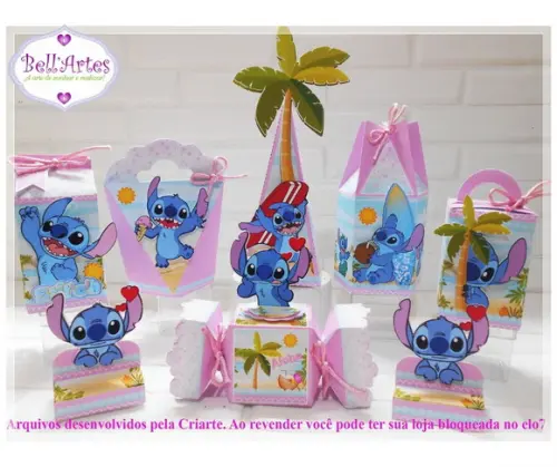 Kit Festa Stitch 20 Lembrancinhas Personalizadas com Laços