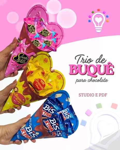 Arquivo Digital Trio Buquê Cone Chocolate pdf Studio