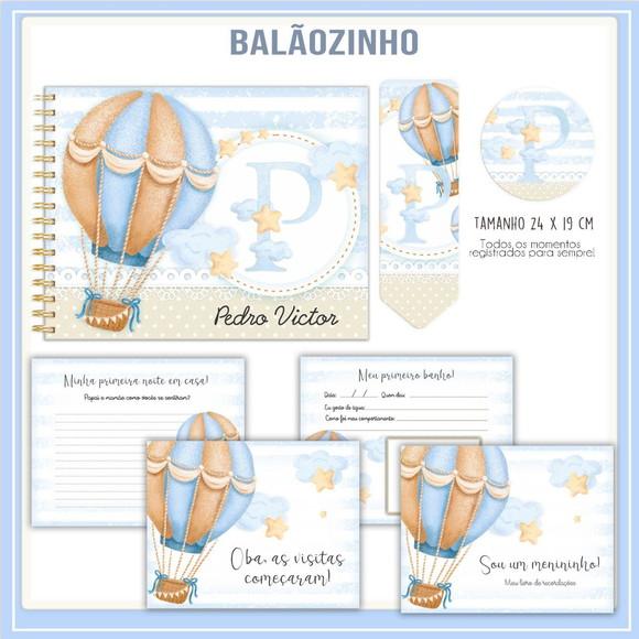 Arquivo combo caderneta e Livro do Bebê Balão clean Azul