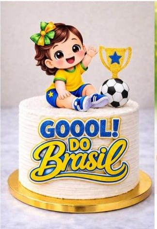 Arquivo digital topo de bolo gol do Brasil menina