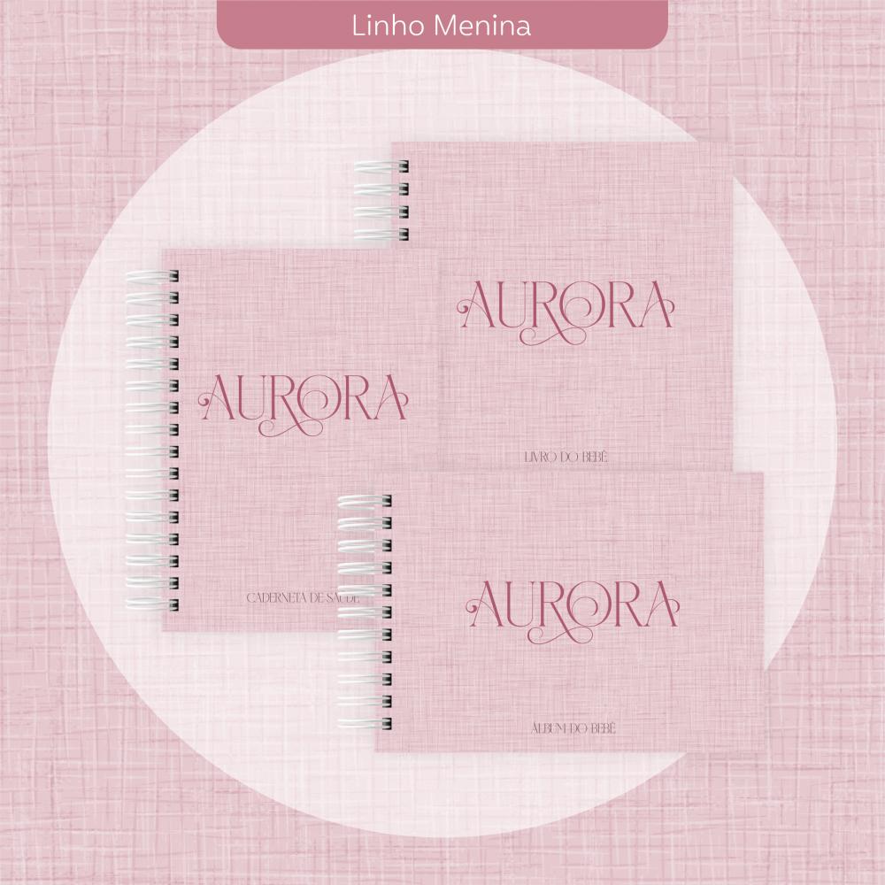 Arquivo Combo Livro do Bebe e caderneta menina linho