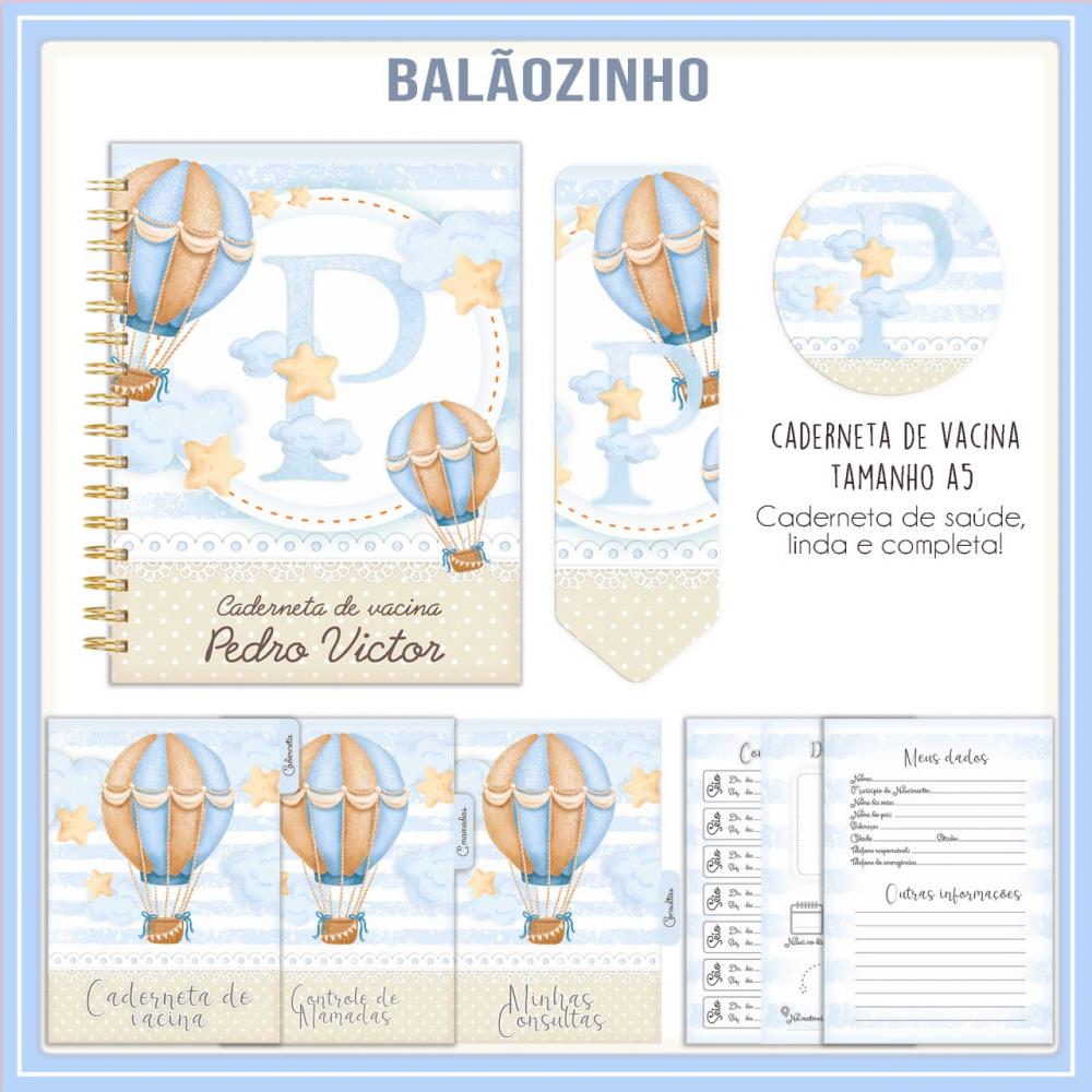Arquivo combo caderneta e Livro do Bebê Balão clean Azul