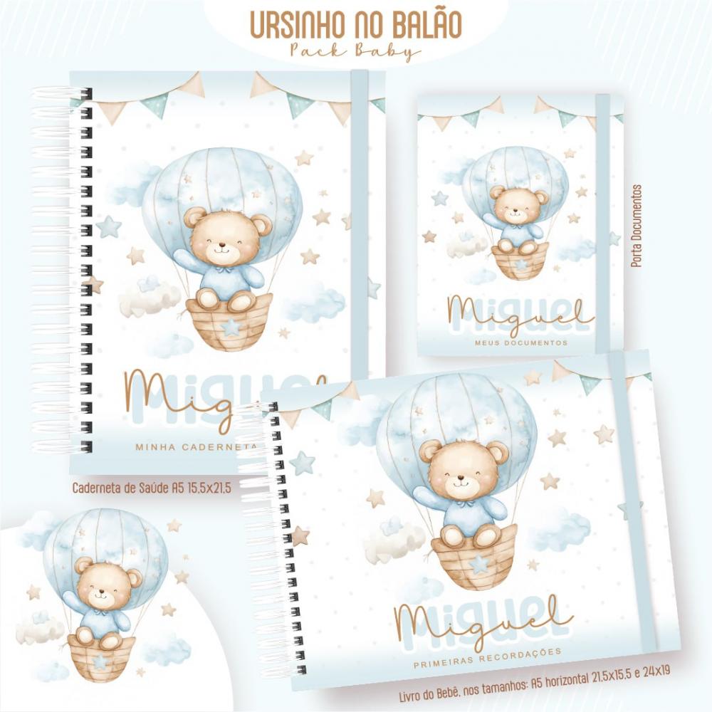 Arquivo Combo Caderneta de Saúde Livro Ursinho balão azul