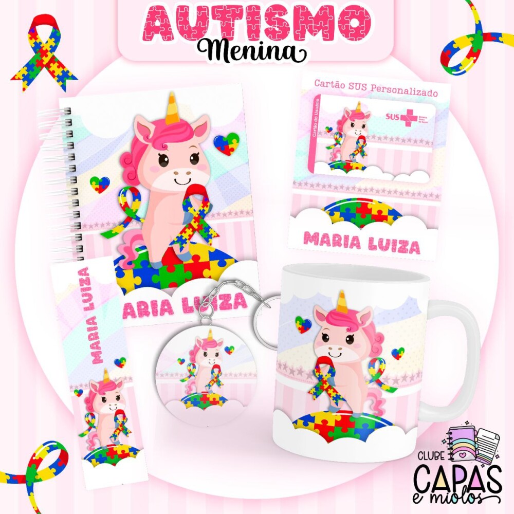 Arquivo caderneta de saúde autismo menina rosa
