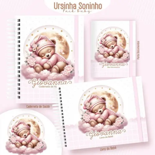 Arquivo Caderneta Vacina Ursinha Clean Soninho Rosa