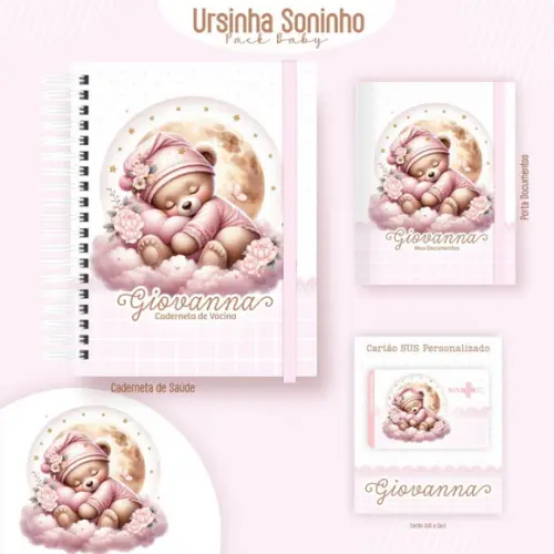Arquivo Caderneta Vacina Ursinha Clean Soninho Rosa