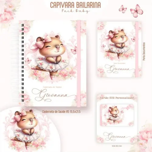Arquivo Combo Caderneta de Saúde Capivara Bailarina