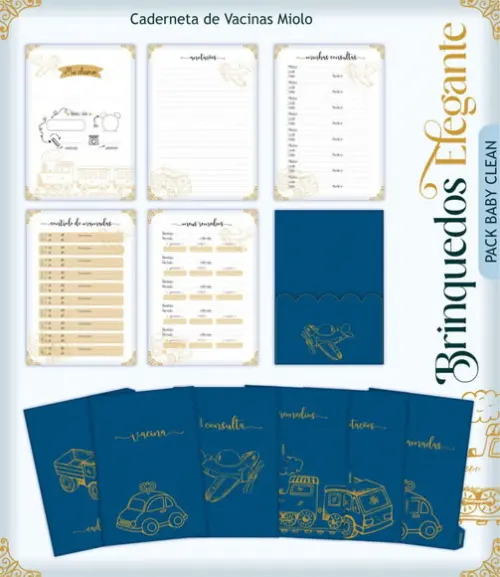 Arquivo Combo Caderneta de Vacina Livro Brinquedos Azul Luxo