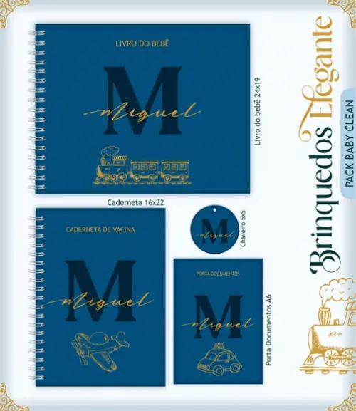 Arquivo Combo Caderneta de Vacina Livro Brinquedos Azul Luxo