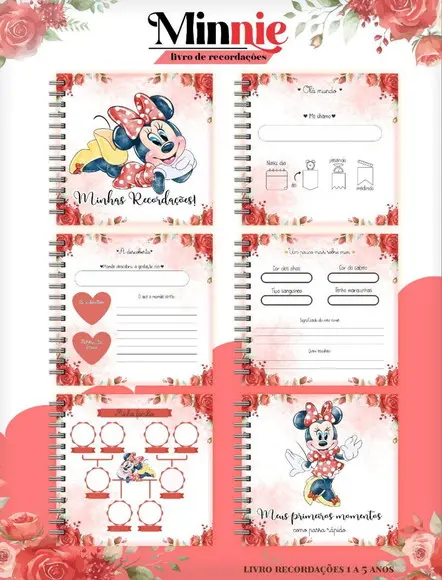 Arquivo Combo Caderneta e Livro Minnie Vermelha